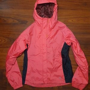 Columbia Girls windbreaker  Sz L Peach pink black windbreaker